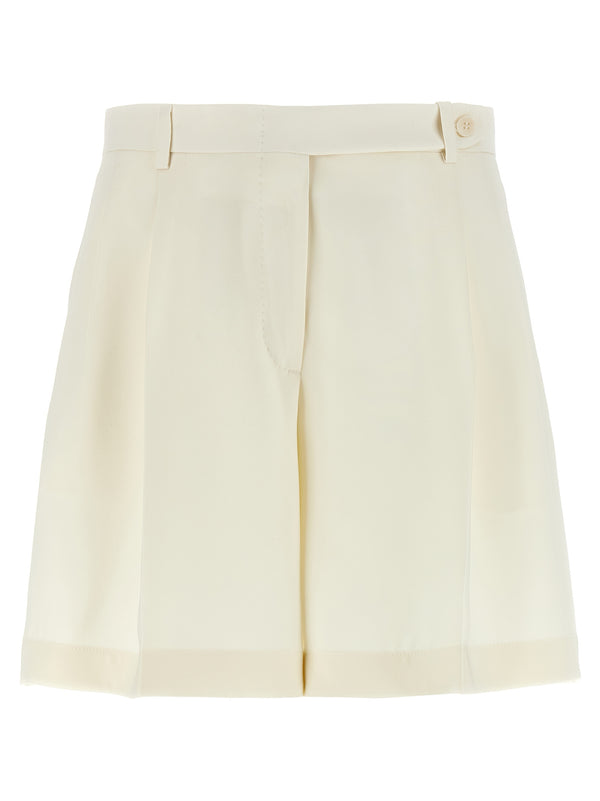 Brioni 100% Silk bermuda shorts in white