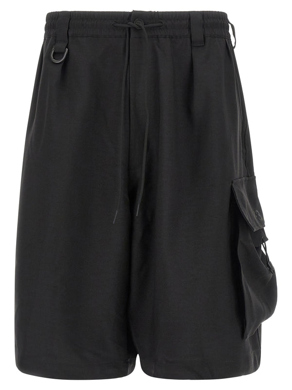 Y-3 100% Polyester bermudas in black