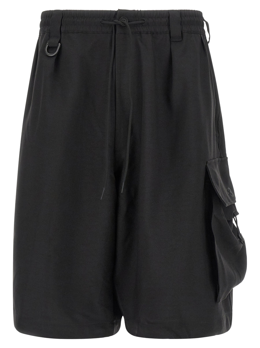 Y-3 100% Polyester bermudas in black