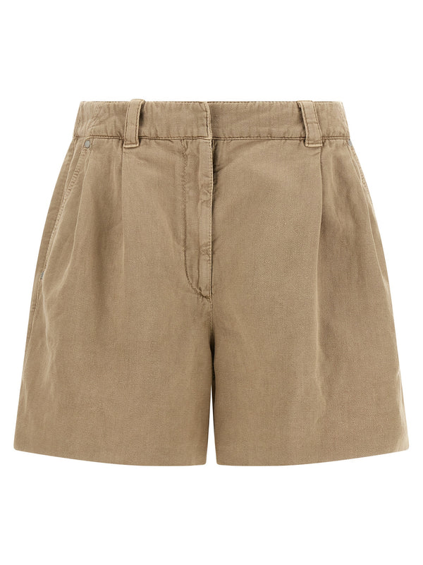 Brunello Cucinelli 60% Cotton bermuda shorts in beige