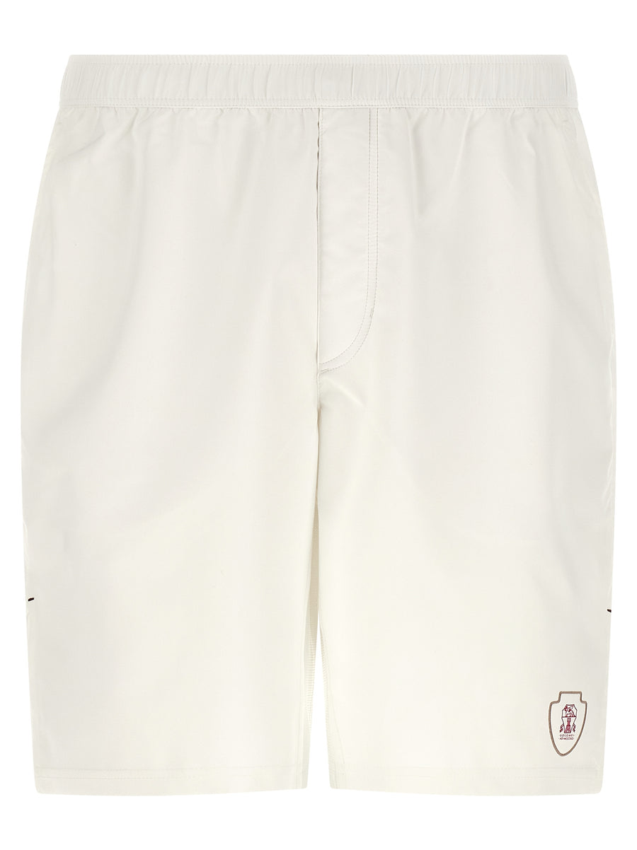 Brunello Cucinelli 93% polyester bermuda shorts in white
