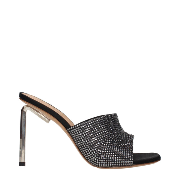 Off-White Satin mule heels in black