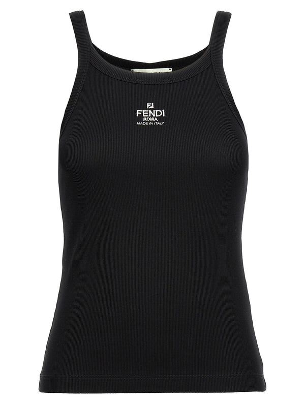 Fendi 94% cotton tank top in black
