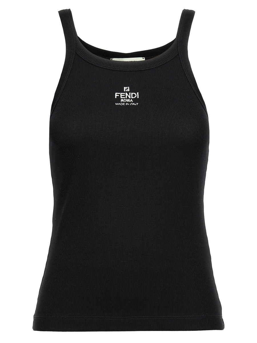 Fendi 94% cotton tank top in black