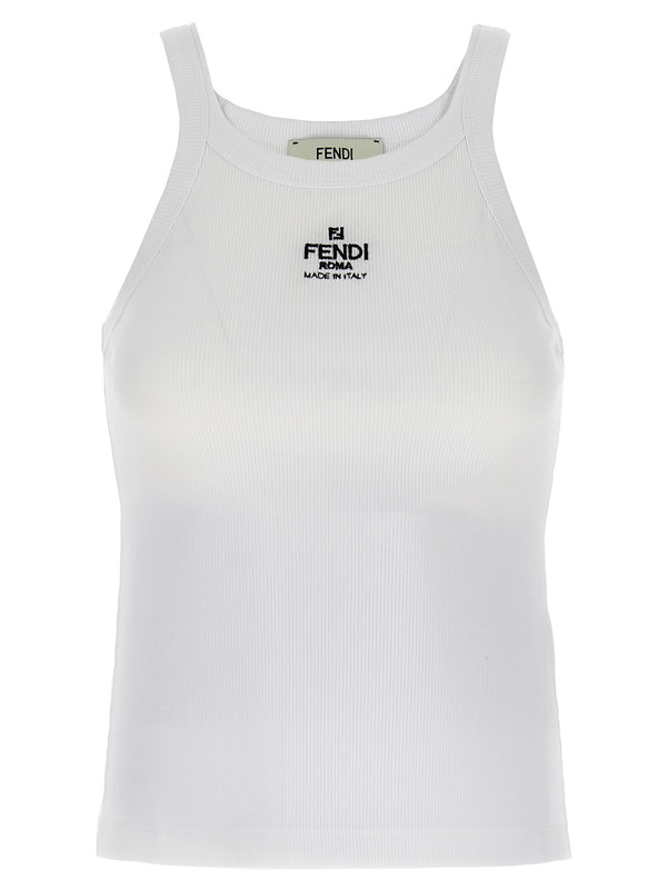 Fendi 94% Cotton tank top in white