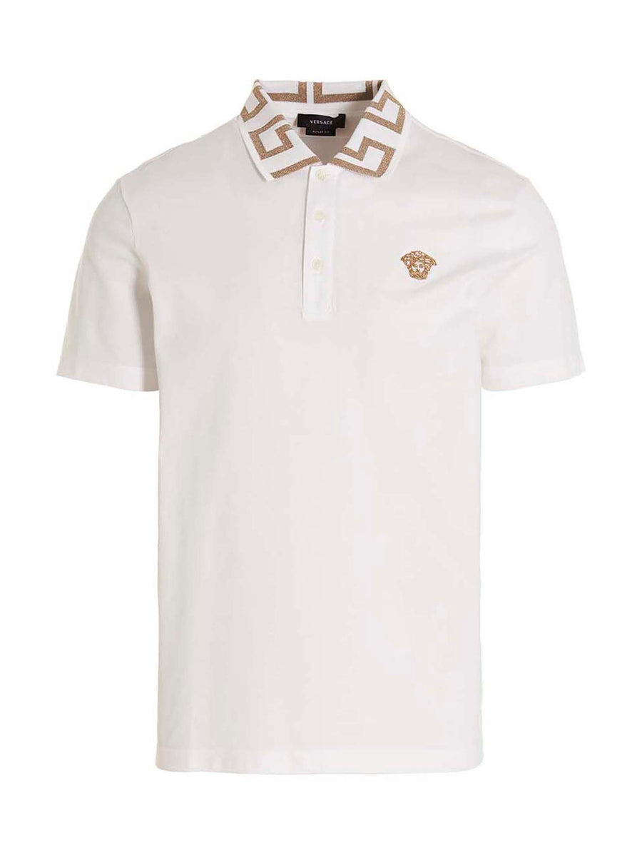 Versace 100% cotton polo shirt in white