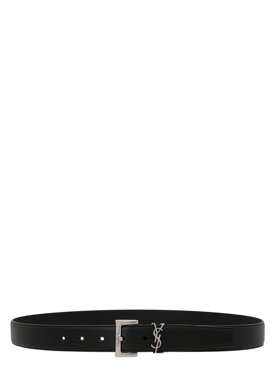 Saint Laurent 100% calfskin leather belt in black
