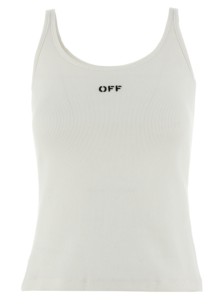 Off-White 98% Cotton tank top in white