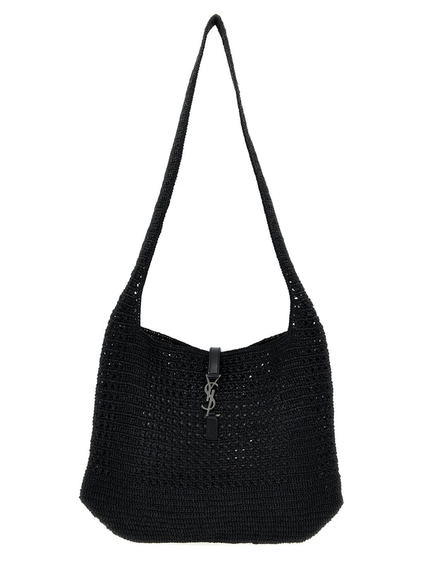 Saint Laurent 100% raffia shoulder bag in black