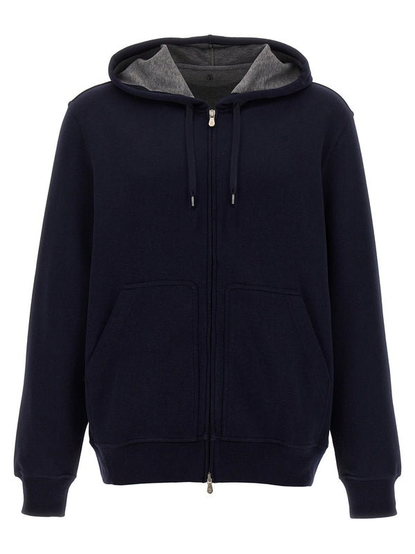 Brunello Cucinelli 64% cotton hoodie in navy