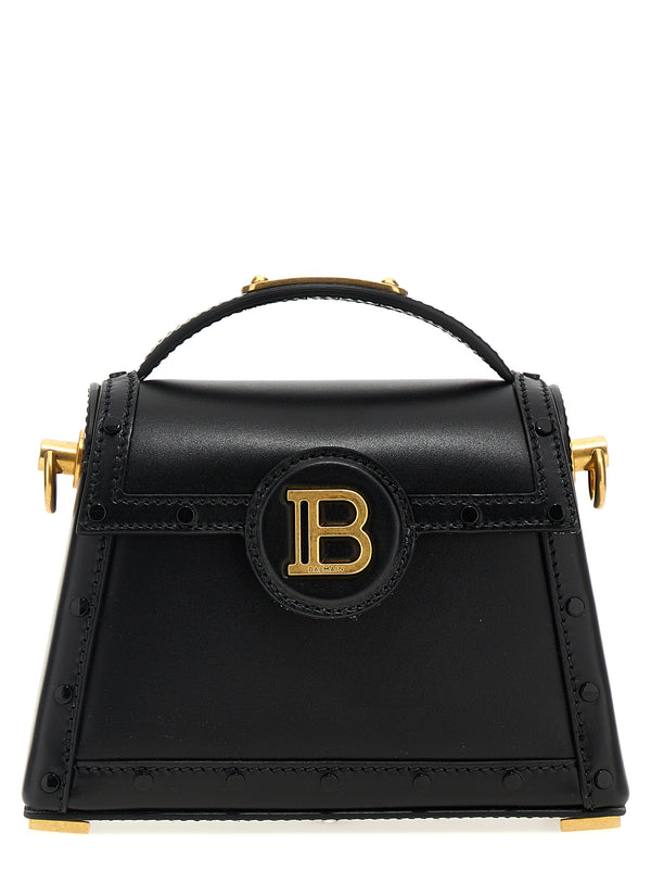 Balmain 100% calfskin leather top handle bag in black