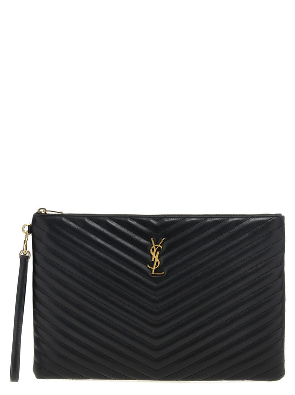 Saint Laurent 100% calfskin leather clutch in black