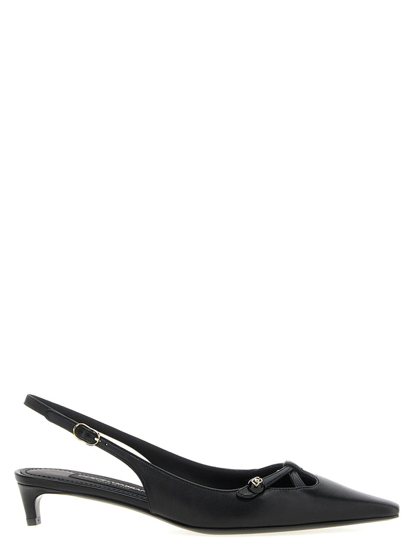 Dolce & Gabbana 100% lamb leather slingback pump in black