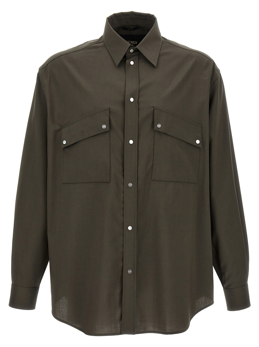 Fendi 100% Wool shirt in green
