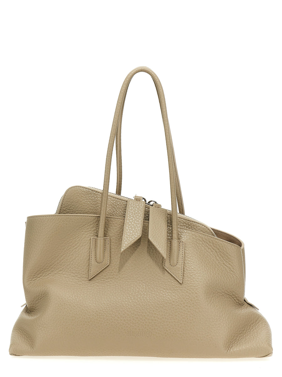 The Attico 100% calfskin leather shoulder bag in beige