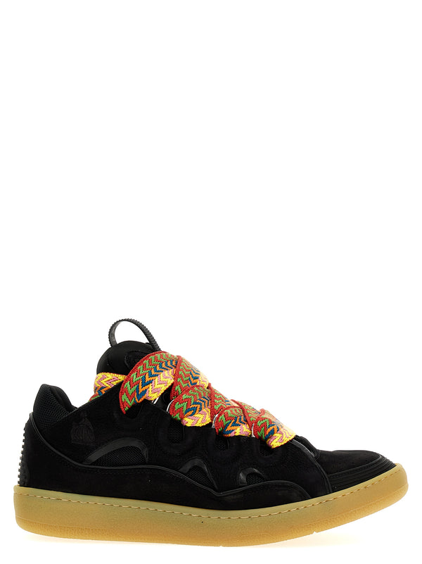 Lanvin 76% calfskin leather sneaker in black