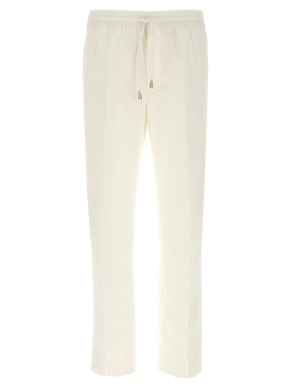 Brioni 53% linen trousers in white