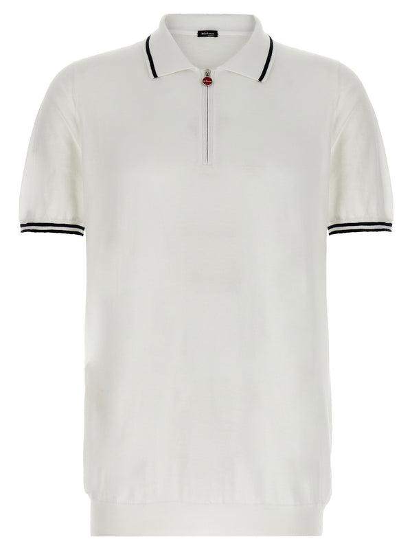 Kiton 100% cotton polo in white