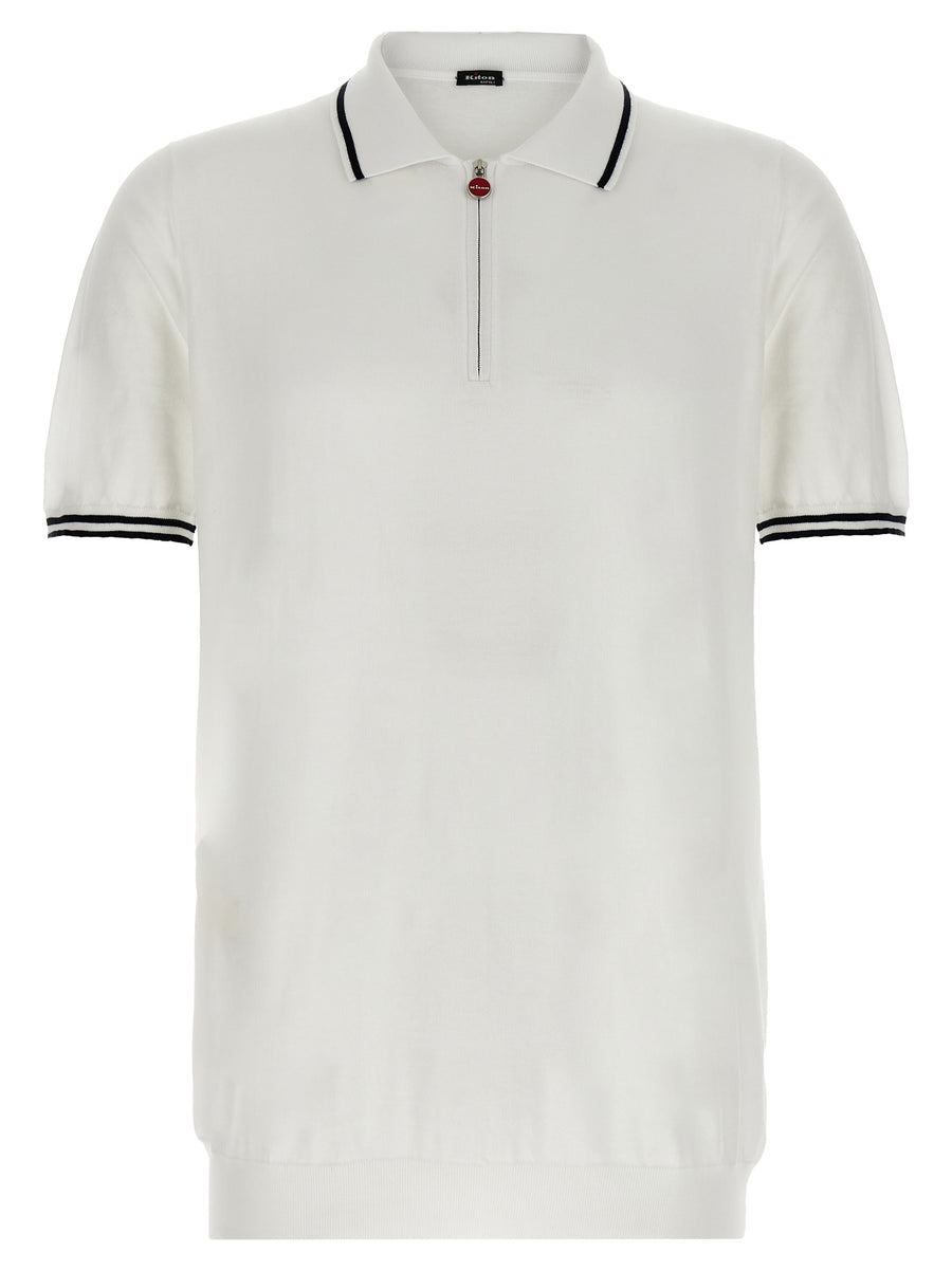 Kiton 100% cotton polo in white