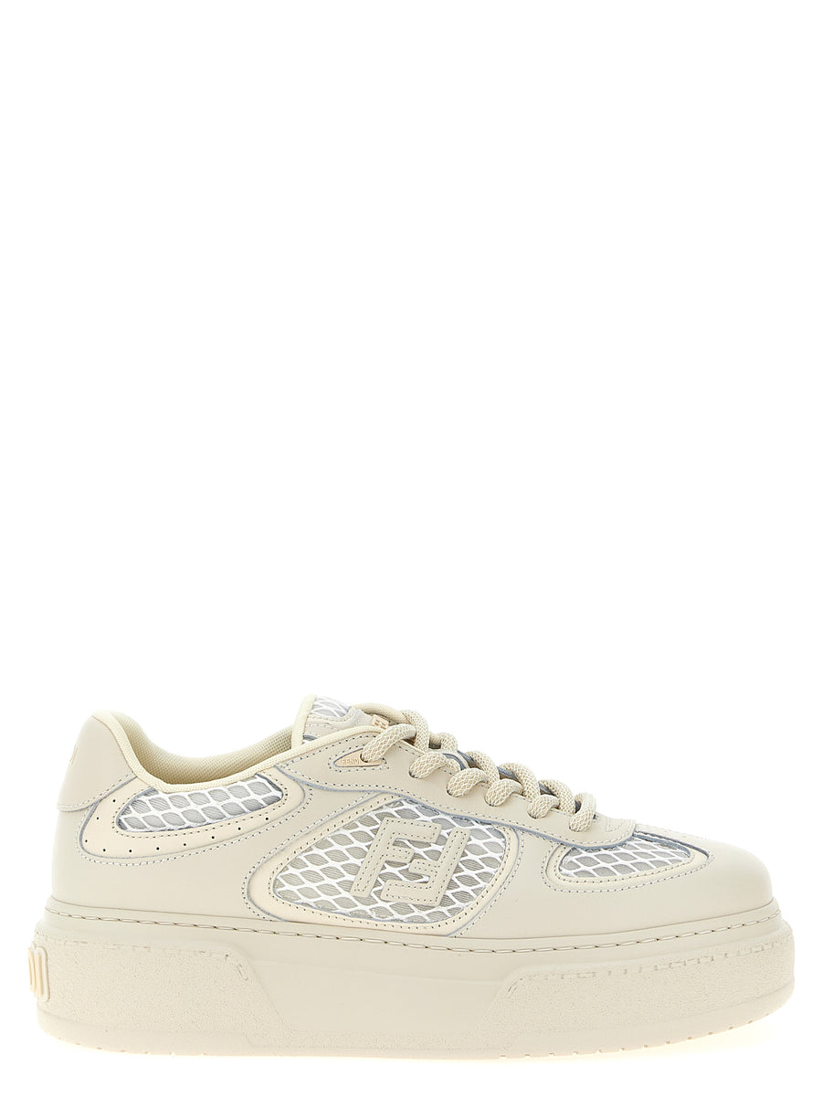 Fendi 100% Calfskin Leather (Bos Taurus) platform sneaker in beige