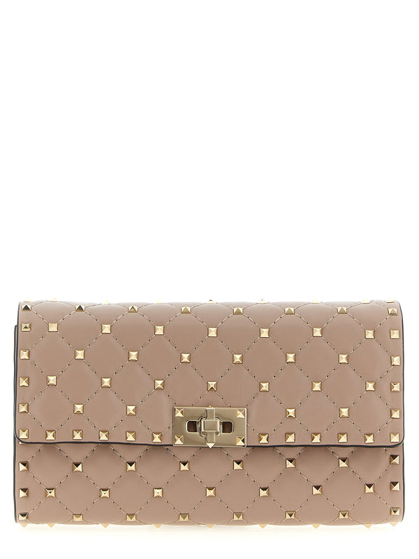 Valentino Garavani 100% lamb leather shoulder bag in beige