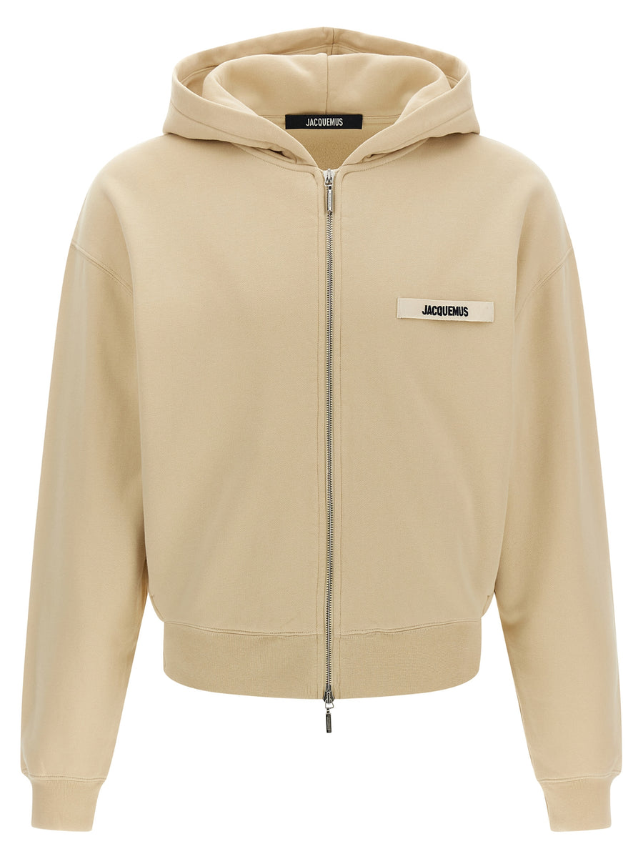 Jacquemus 100% cotton hoodie in beige