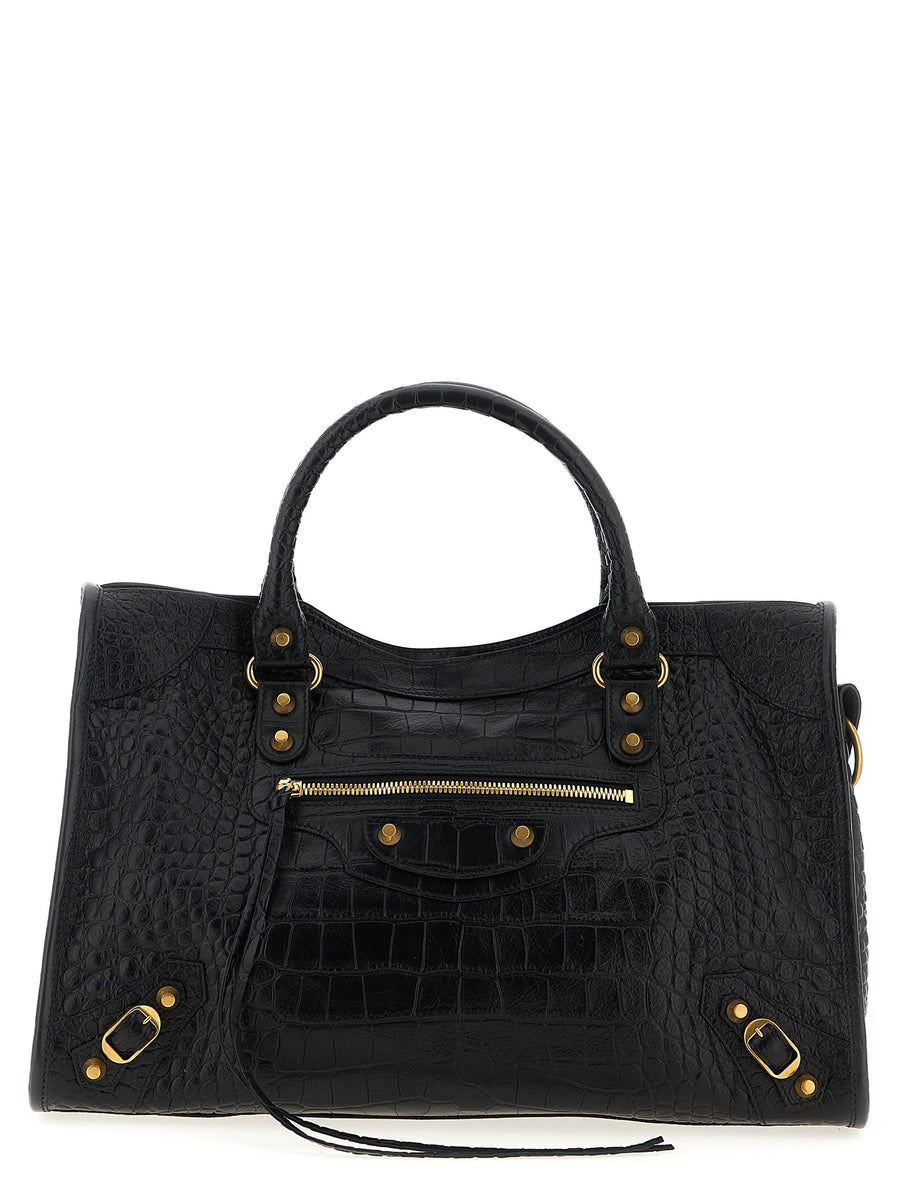 Balenciaga 100% calfskin leather shoulder bag in black