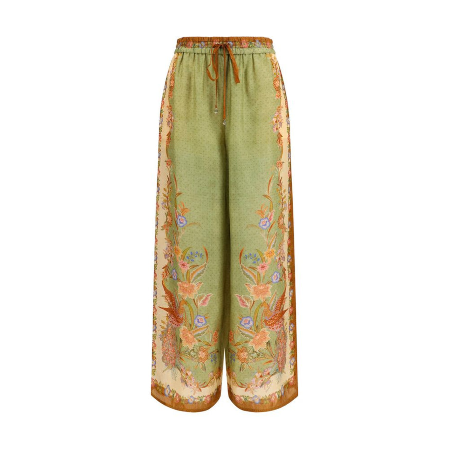 Zimmermann 100% Silk trousers in green