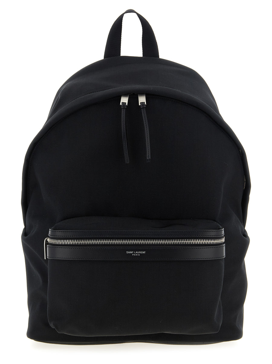 Saint Laurent 100% polyamide with leather trim backpack in black