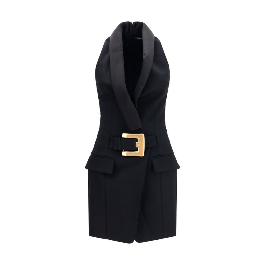 Balmain 100% Merino Wool Ovis Aries dress in black