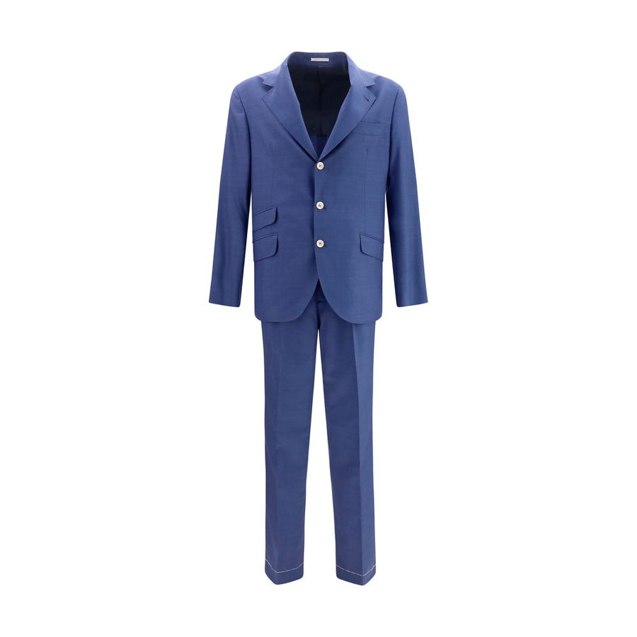 Brunello Cucinelli 100% Fleece Wool Ovis Aries pant suit in blue