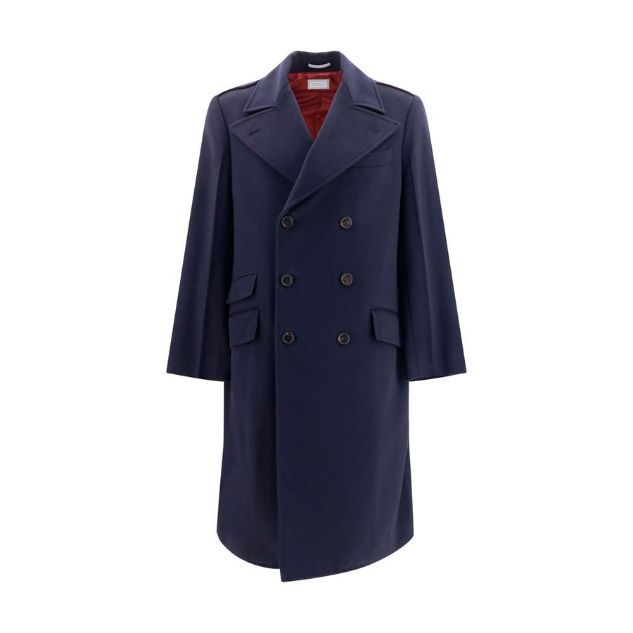 Brunello Cucinelli 100% Merino Wool Ovis Aries coat in navy