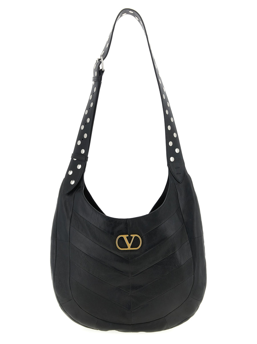 Valentino Garavani 100% lamb leather shoulder bag in black