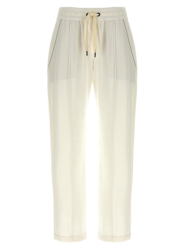 Brunello Cucinelli 98% cotton joggers in white