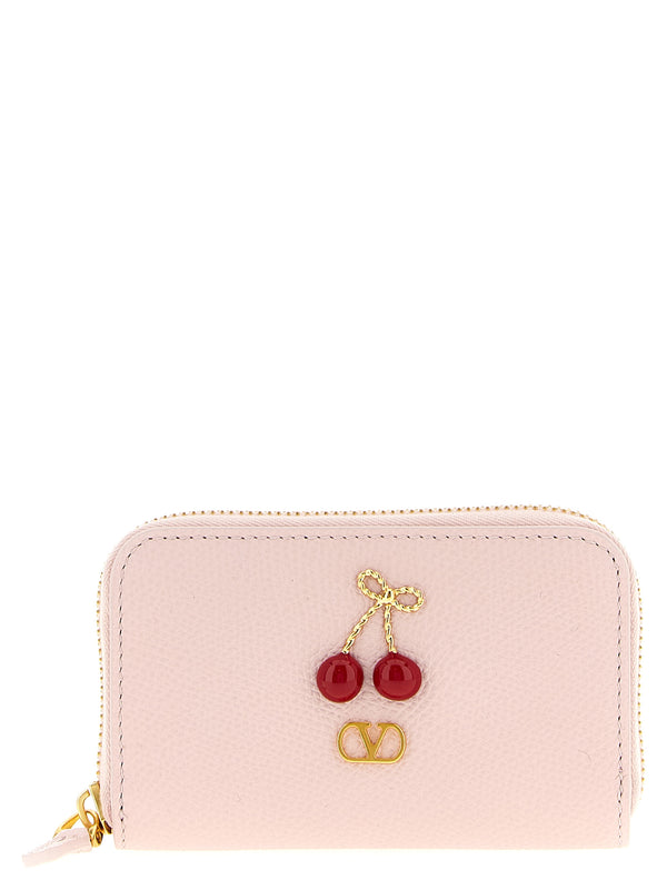 Valentino Garavani 100% calfskin leather card case in pink