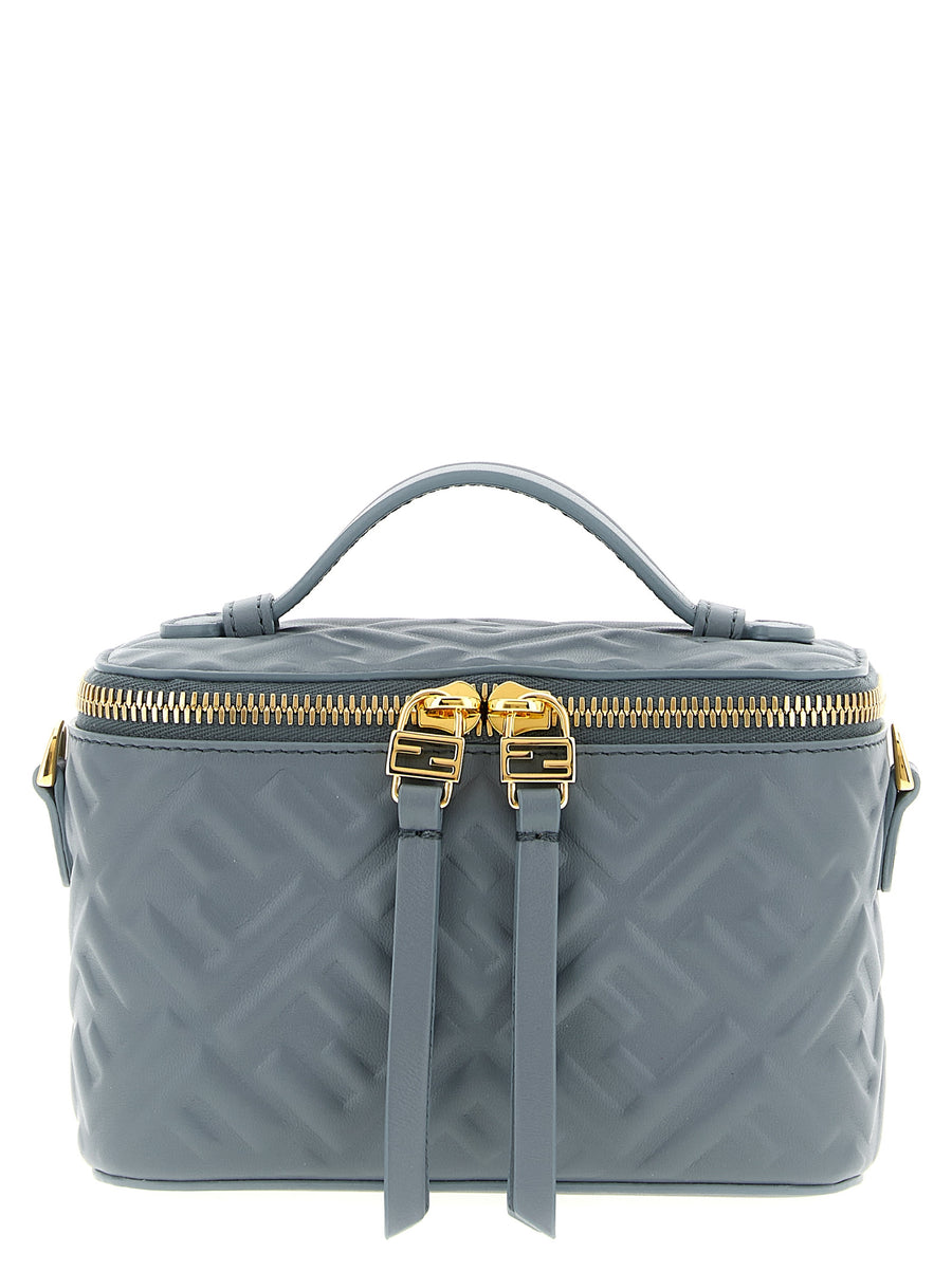 Fendi 100% lamb leather top handle bag in blue