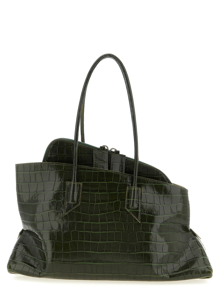 The Attico 100% calfskin leather shoulder bag in green