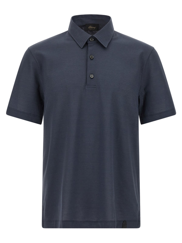 Brioni 100% cotton polo shirt in navy