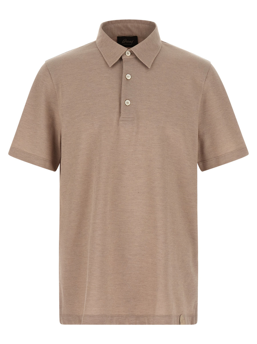 Brioni 100% Cotton polo shirt in beige