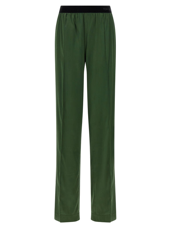 Tom Ford 94% silk trousers in green