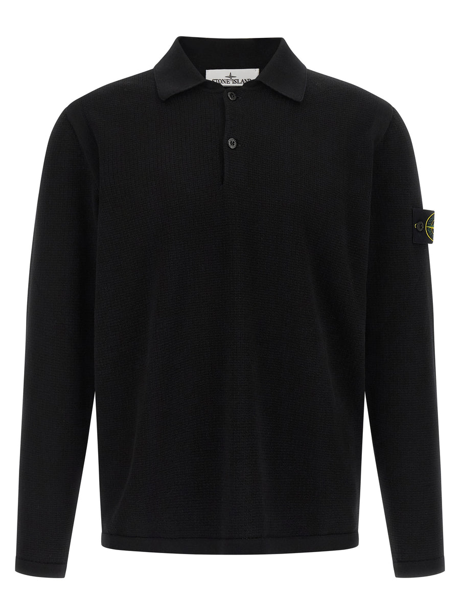 Stone Island 100% cotton polo shirt in black