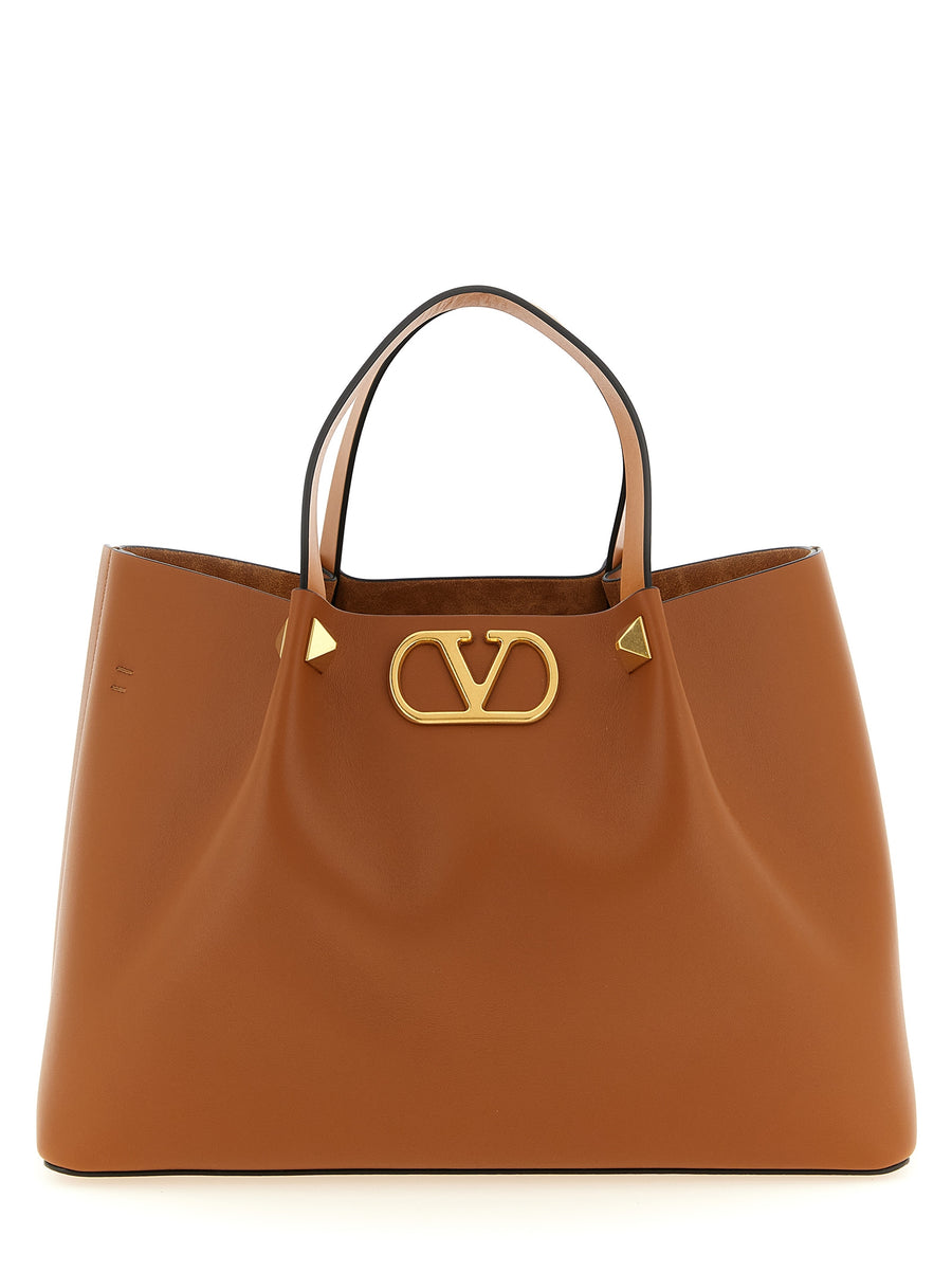 Valentino Garavani 100% Calfskin Leather tote bag in brown
