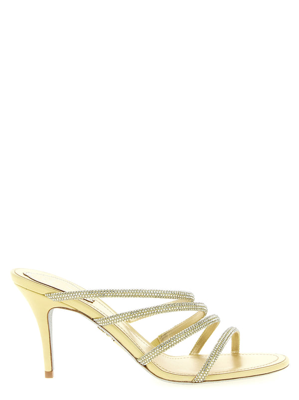 Rene Caovilla 68% viscose heel sandal in gold