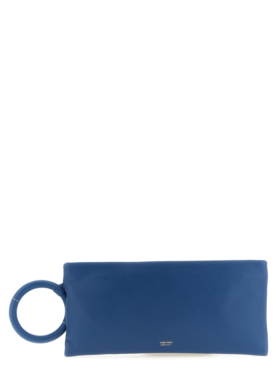 Tom Ford 100% Sheepskin Leather clutch in blue