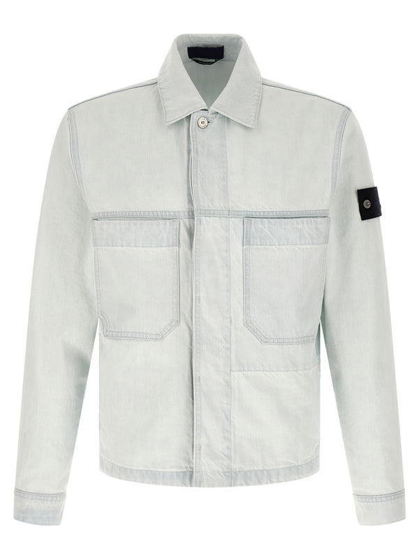 Stone Island 100% cotton jacket in light blue