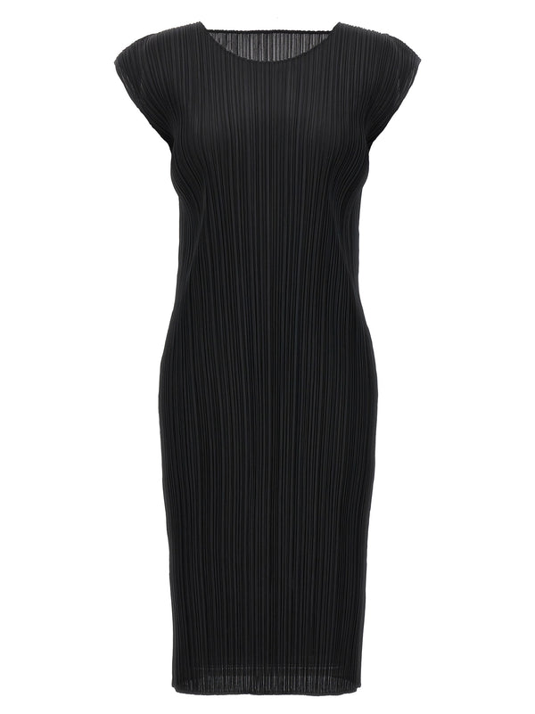 Pleats Please Issey Miyake 100% Polyester midi dress in black