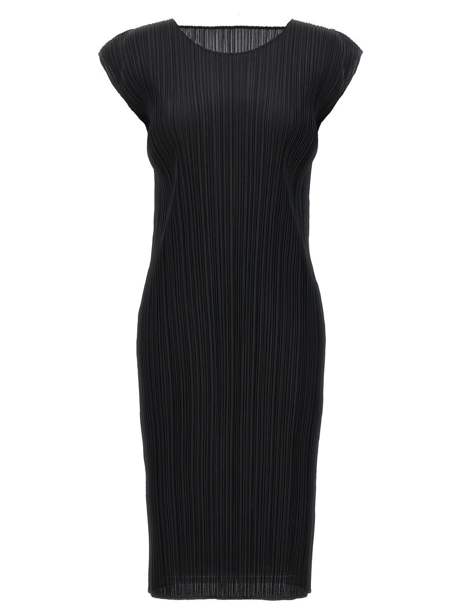 Pleats Please Issey Miyake 100% Polyester midi dress in black