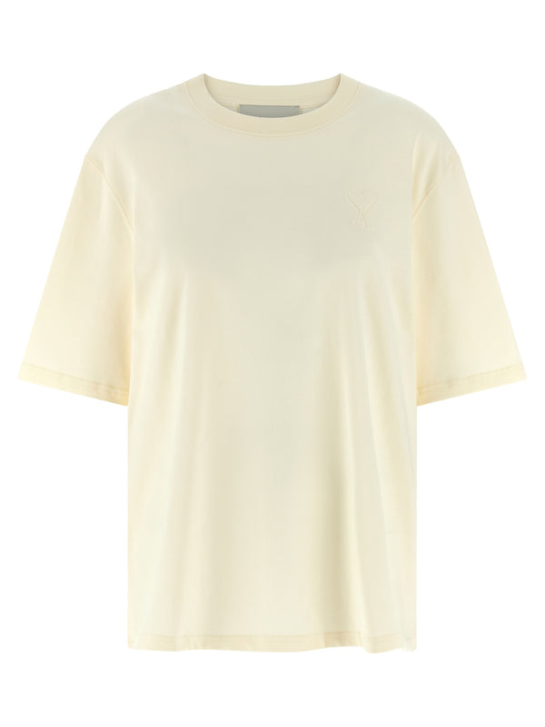 AMI Paris 100% cotton t-shirt in beige