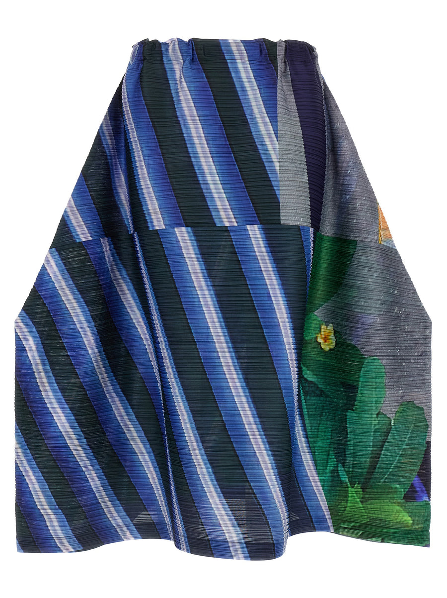 Pleats Please Issey Miyake 100% polyester skirt in blue