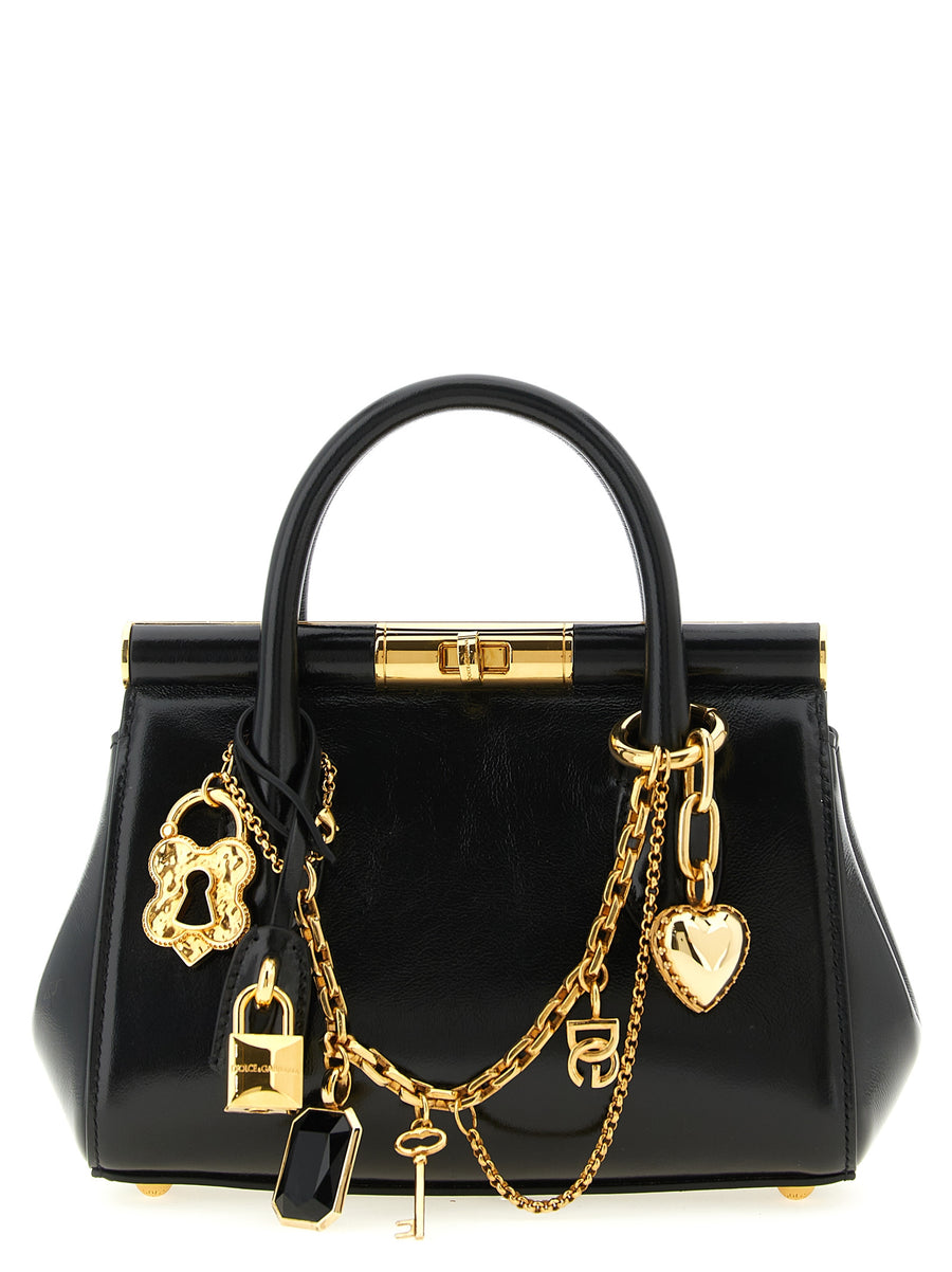 Dolce & Gabbana 100% Calfskin Leather top handle bag in black
